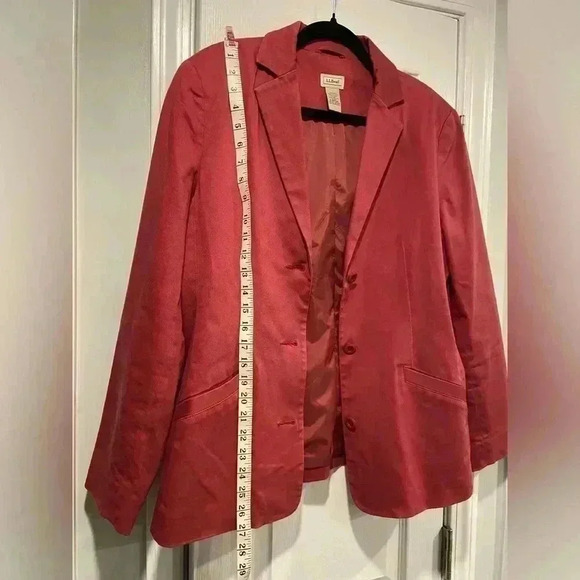 L.L. Bean VTG Y2K Rose Pink Cotton Lined Button Blazer Pea Coat Pockets Size 12 - Picture 8 of 12